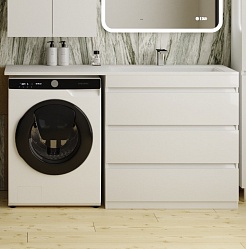 Style Line Тумба с раковиной Даллас 150 R 3 ящика под стиральную машину – фотография-2